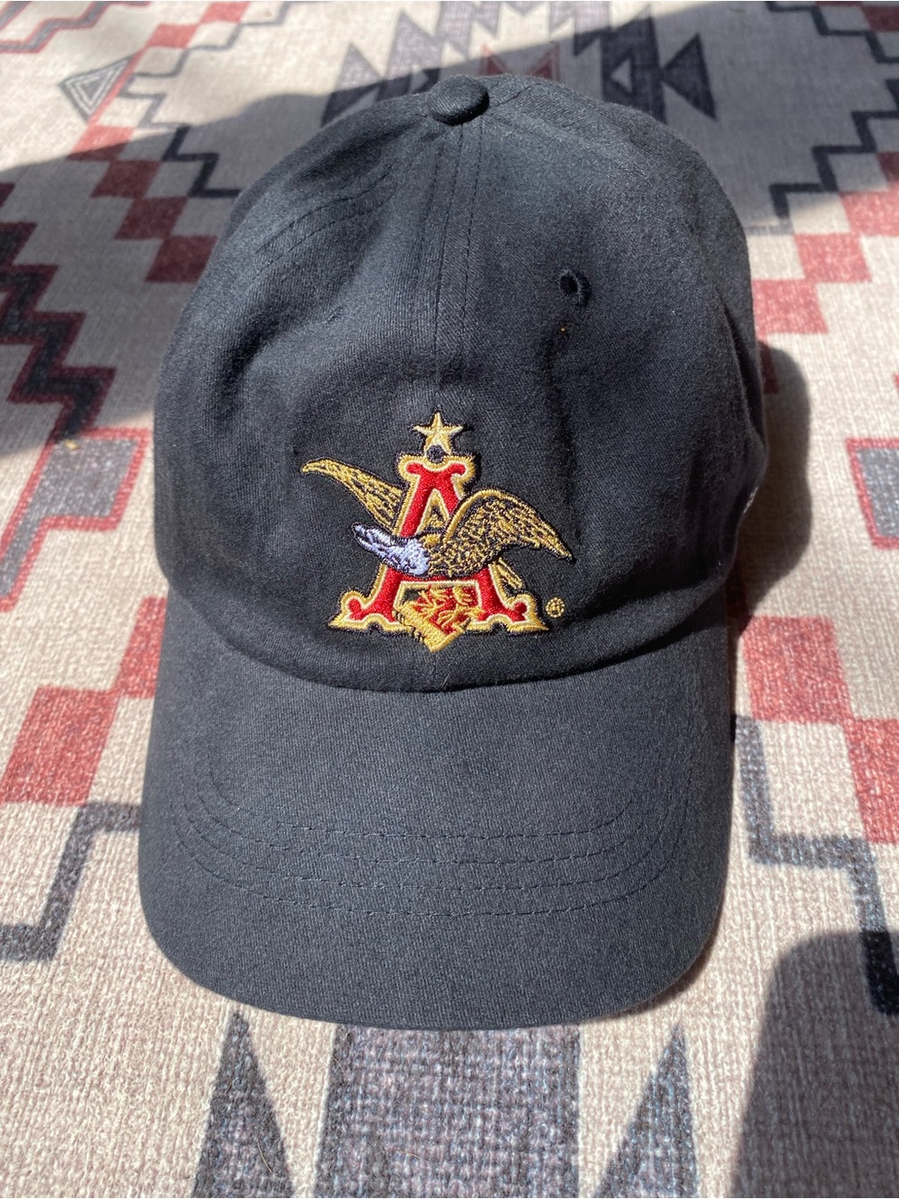 Anheuser-Busch Vintage Embroidered Adjustable Black Baseball Hat Logo Eagle Mens